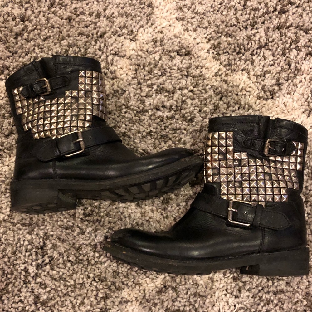 Ash black moto boots